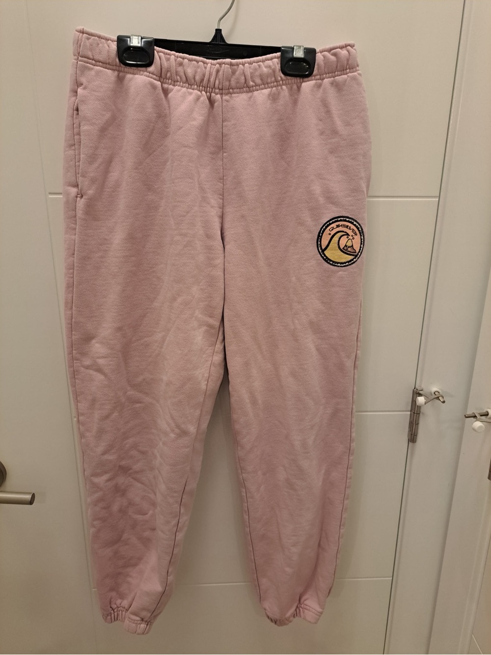 Quiksilver Light Pink Fleece Joggers with Logo Medium
